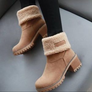 Tan fur ankle boots